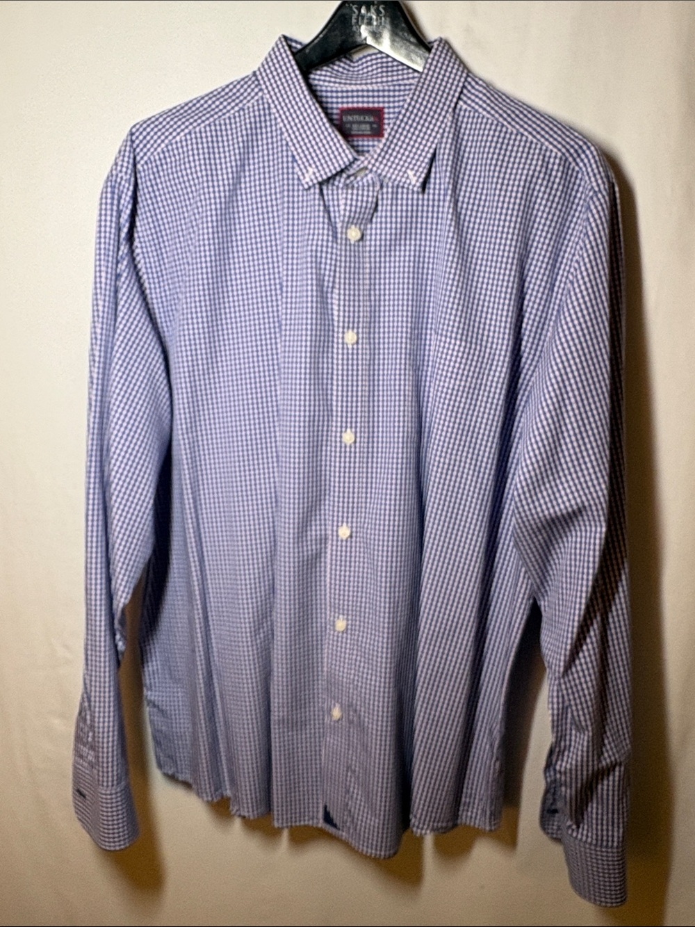 UNTUCKit Men’s Blue Gingham Dress Shirt
